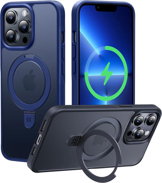 CASEKOO Designed for iPhone 13 Pro Max Case with Magnetic Invisible Stand [Military Drop Protection] [Compatible with MagSafe] Shockproof Translucent Matte Slim Promax Phone Cover 6.7", Blue