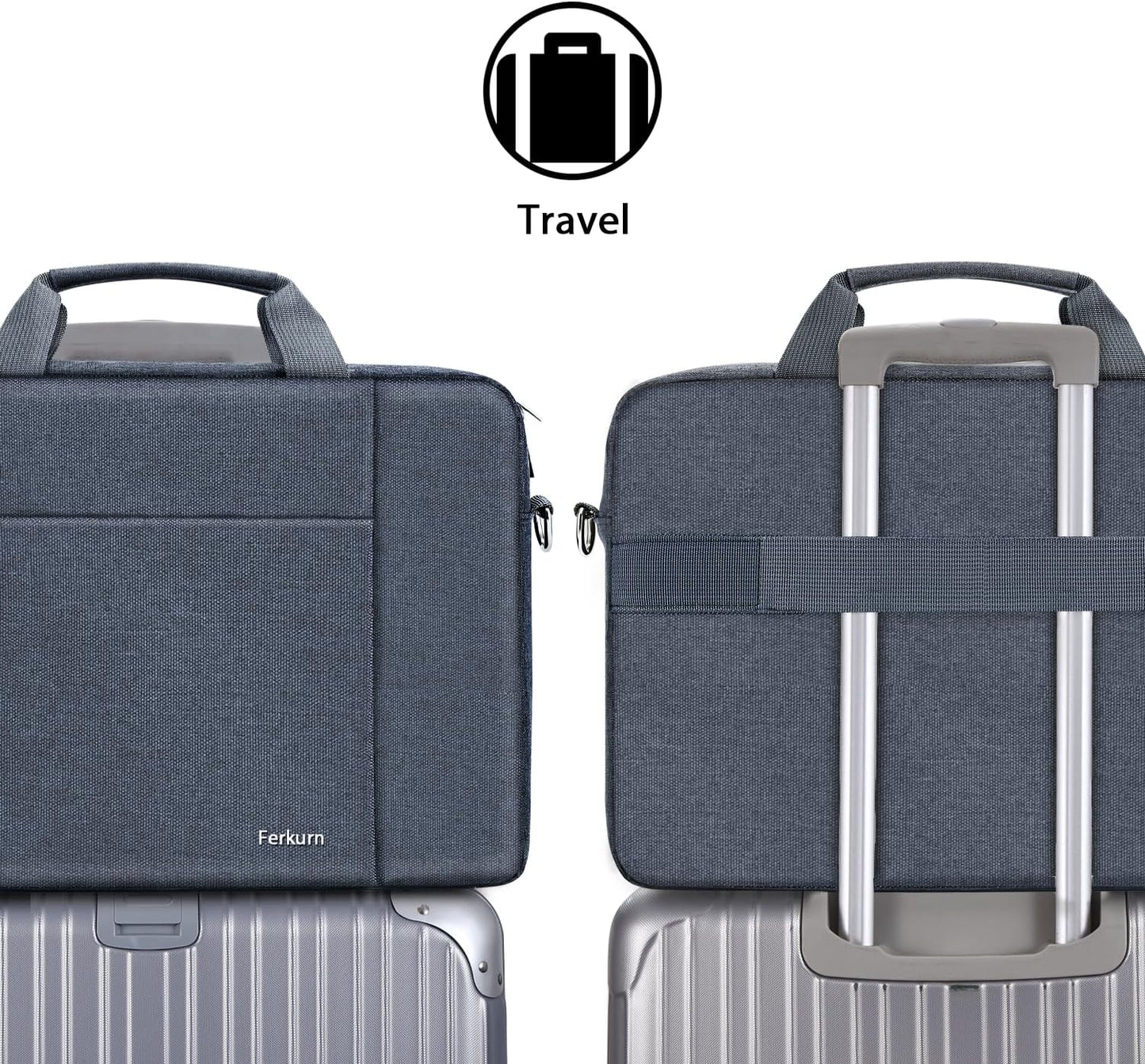 Ferkurn Laptop Bag Case for Women Men Computer Bag Compatible with HP Envy Pavilion Omen/LG Gram/MSI/Dell Inspiron XPS/Lenovo/Acer, Shoulder Strap Carrying Messenger Briefcase, Grey, 14 Inch