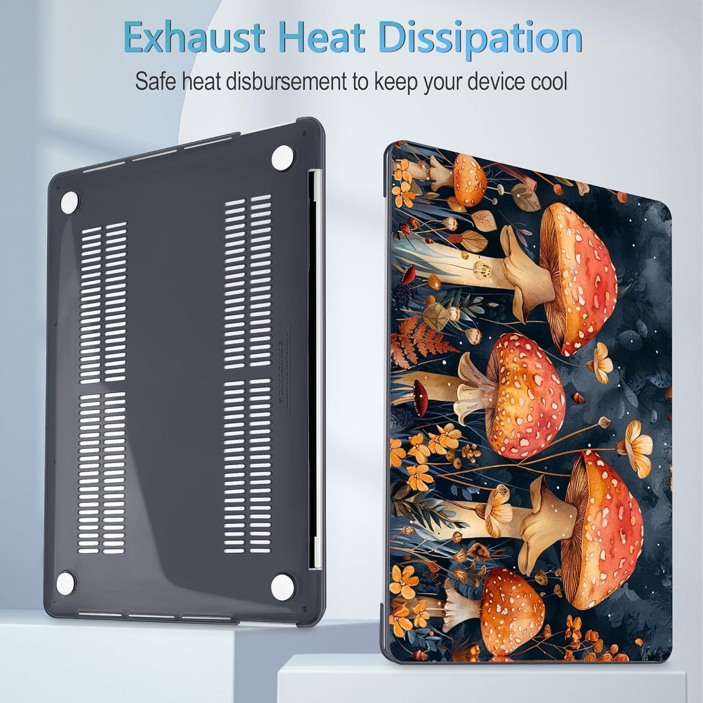 Mektron Case for MacBook Pro 16 Inch A2141 Cover 2019 Release 16" with Liquid Retina Display/Touch ID, Plastic Hard Shell with Keyboard Skin & Screen Protector & Dust Plug, Mushrooms