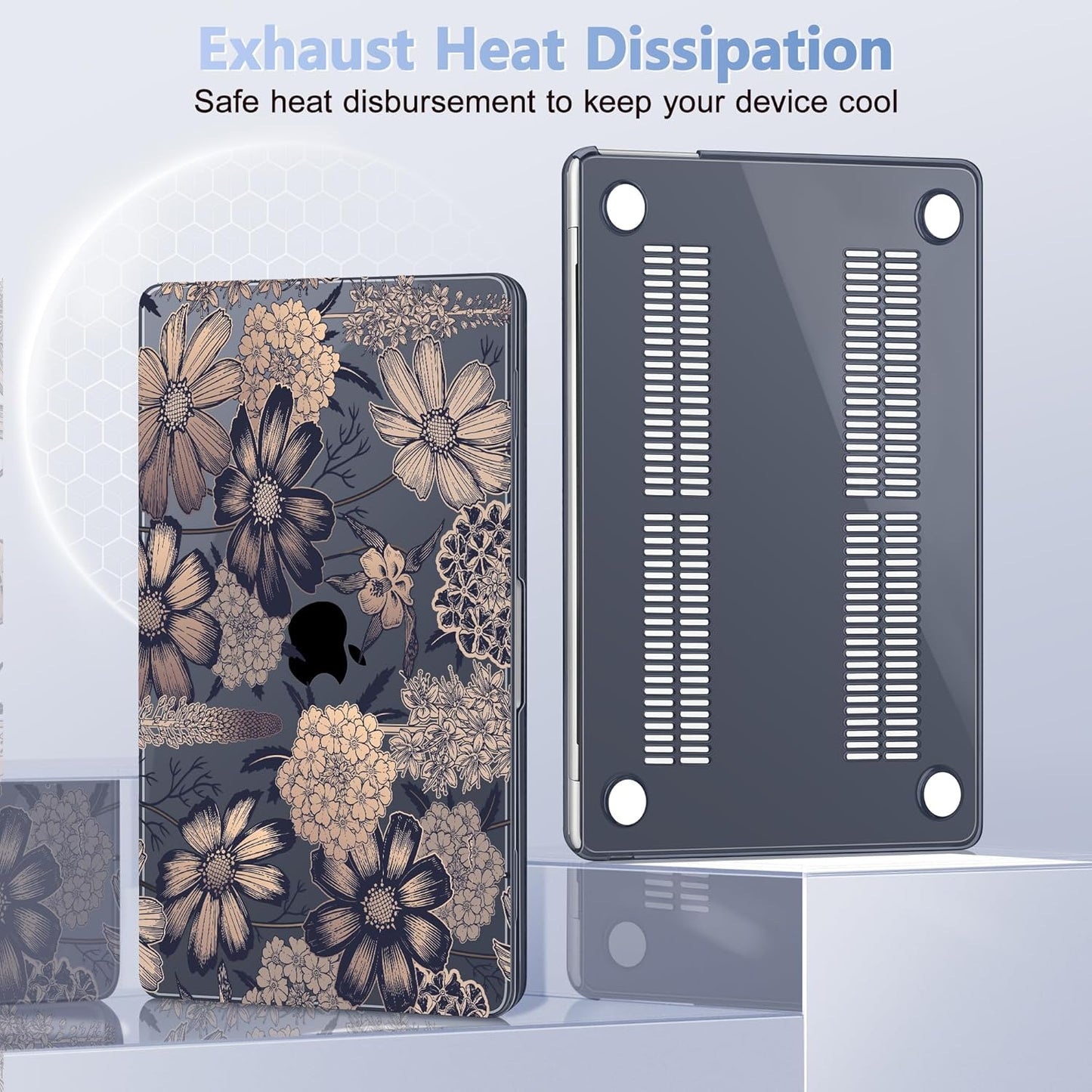 Case for MacBook Air 15 Inch 2025 2024 2023 Release M4 A3241 M3 A3114 M2 A2941, Hard Shell with Screen Protector & Keyboard Cover, Compatible with Touch ID - Spring Floral