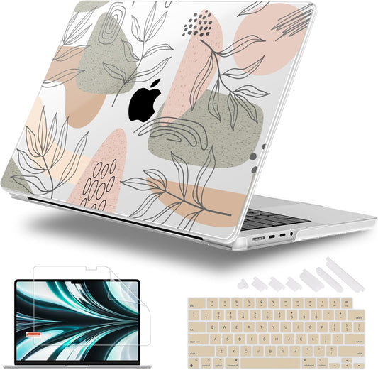 for MacBook Pro 16 inch Case 2021 2022 2023 2024 Release A3186 A3403 M4 A2991 M3 A2780 M2 A2485 M1 Pro/Max, Hard Shell Case with Screen Protector & Keyboard Cover, Tropical Leaves