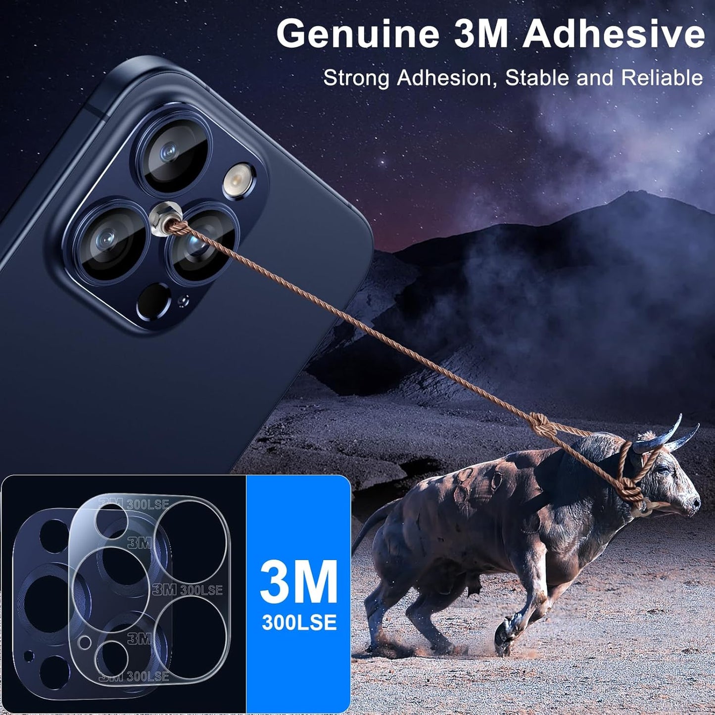 Esanik 2 Pack for iPhone 15 Pro/iPhone 15 Pro Max Camera Lens Protector (Blue Titanium)