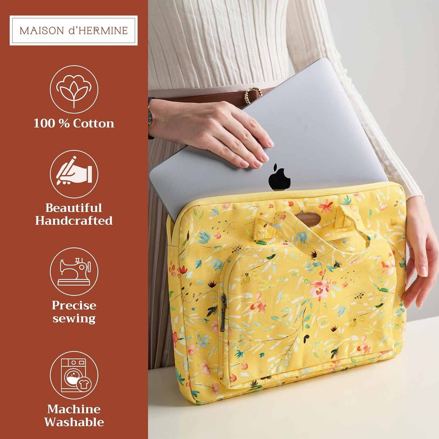 Maison d'Hermine Laptop bag with front pocket Stain and water repellent Cotton canvas