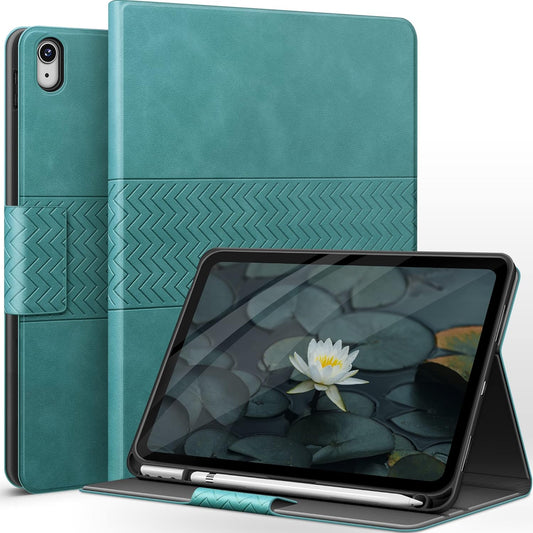 auaua Case for iPad (A16) 11th Generation 11 Inch 2025, iPad 10th Generation 10.9 Inch 2022, with Pencil Holder, Auto Sleep/Wake, Adjustable Stand, PU Leather (Green)