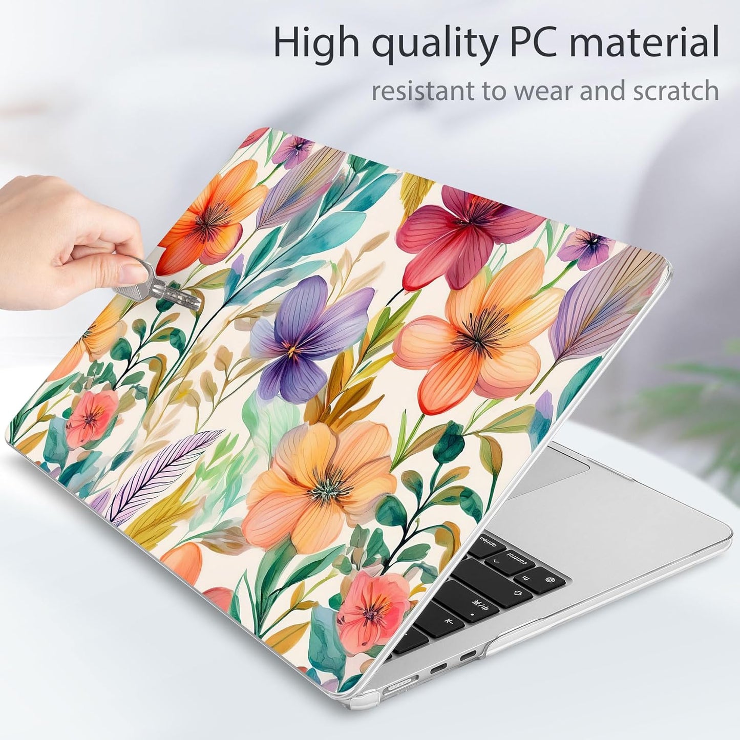 May Chen for MacBook Air 13.6 inch Case A3240 M4 A3113 M3 A2681 M2 with Retina Dispaly, 2025 2024 2023 2022 Release, Plastic Hard Shell Case with Screen Protector & Keyboard Cover, Flowers Watercolor