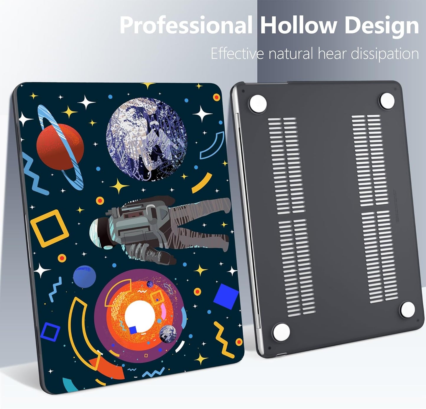 Batianda Premium Case for New MacBook Air 15 inch 2025 M4 2024 2023 with M3 M2 Chip Model A3241/A3114, Designed Protective Plastic Hardshell & Keyboard Cover & Screen Protector, Astronaut Planet