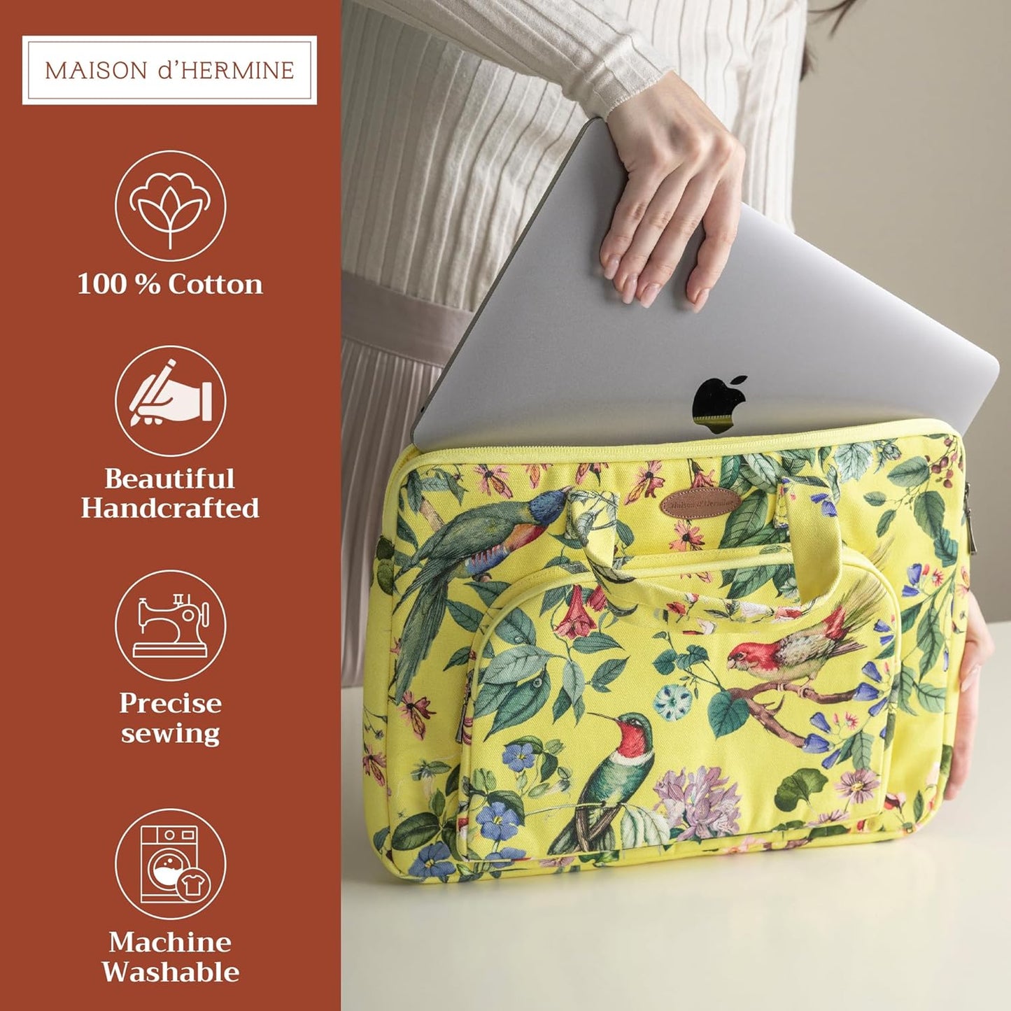 Maison d'Hermine Laptop bag with front pocket Stain and water repellent Cotton canvas