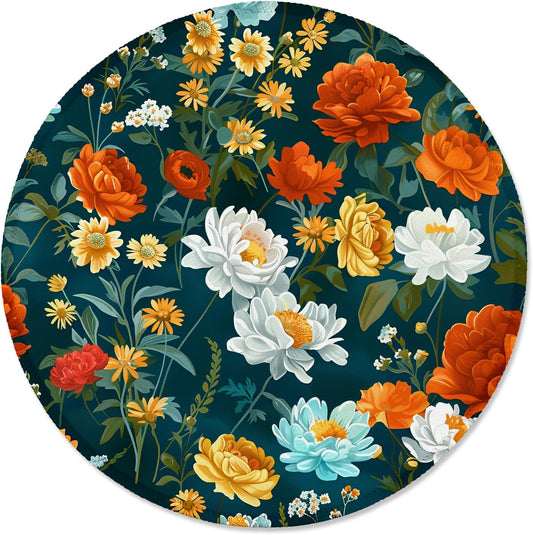 ITNRSIIET Round Mouse Pad with Stitched Edge Premium-Textured Waterproof Non-Slip Rubber Base Desktop Protection Mat Diameter 8.7 inches, Beautiful Flowers