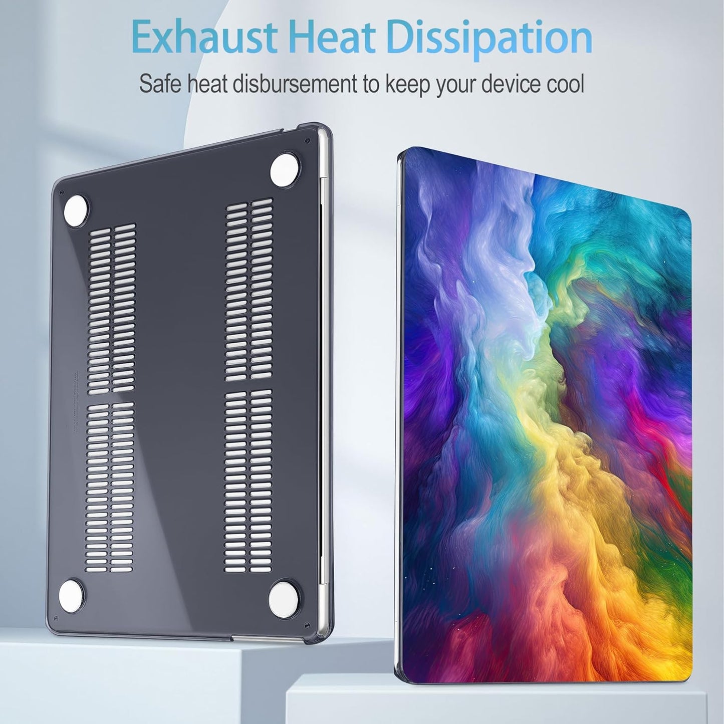 Mektron for 2025 M4 MacBook Air 13.6 Inch A3240 Case Fits 2023 A2681 M2 2024 A3113 M3 Chip with Liquid Retina Display Touch ID, Printed Plastic Hard Shell Cover for MacBook Air 13.6", Rainbow Cosmic