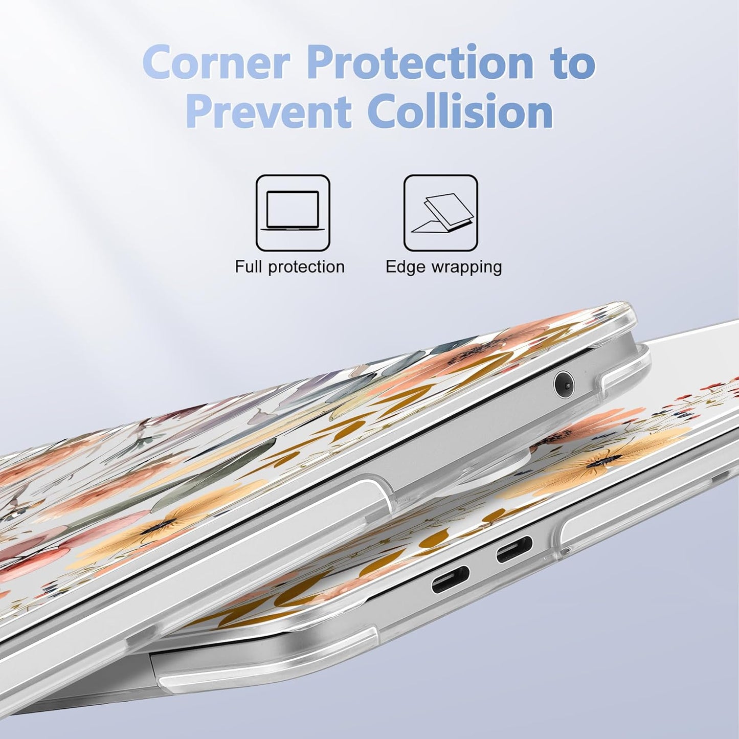 Case for MacBook Pro 13 inch with/Without Touch Bar (2016-2022, M2 A2338 M1 A2289 A2251 A2159 A1989 A1706 A1708), Hard Shell + Keyboard Cover + Dust Plug, Watercolor Flowers