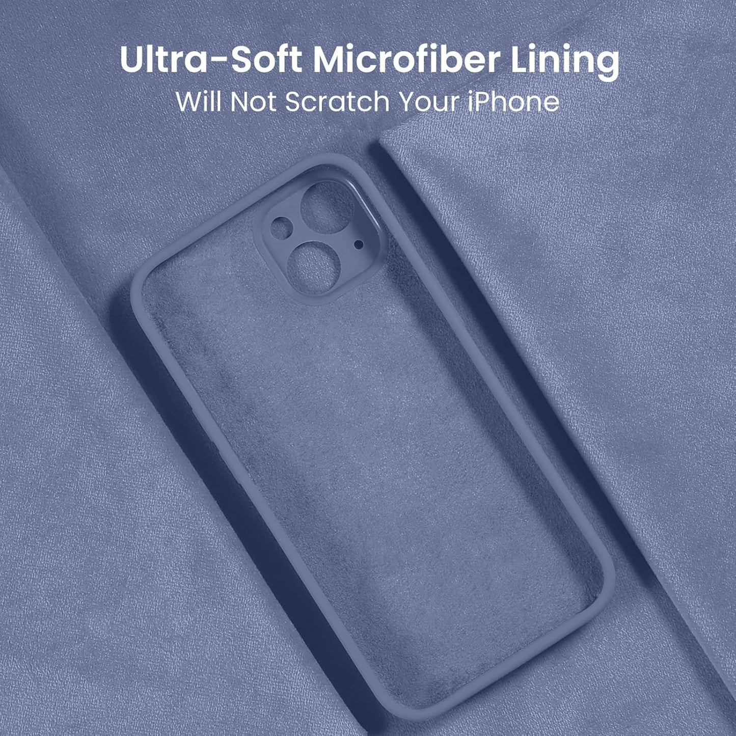 FireNova Designed for iPhone 15 Case, Silicone Upgraded [Camera Protection] Phone Case with [2 Screen Protectors], Soft Anti-Scratch Microfiber Lining Inside, 6.1 inch, Lavender Gray