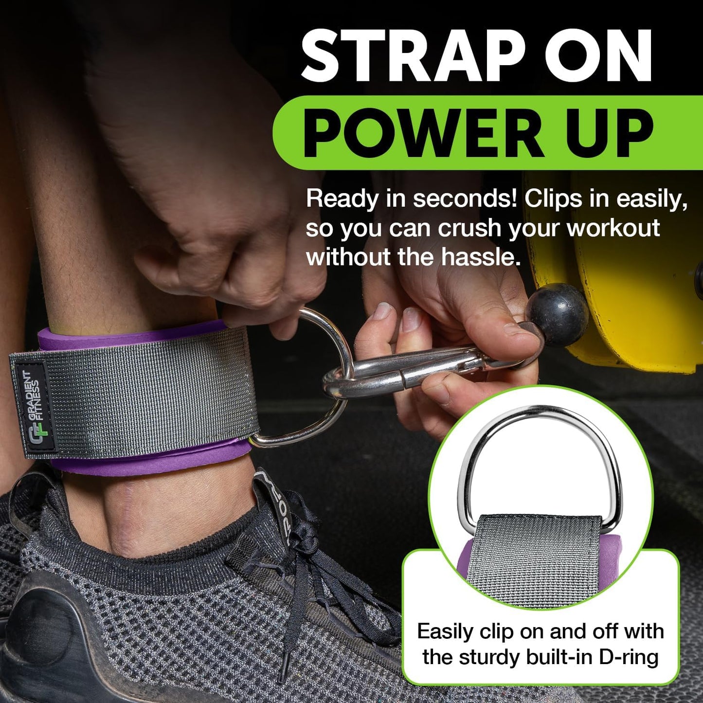 Gradient Fitness Ankle Straps (2 Pack) | Ankle Strap for Cable Machine, Ankle Bands for Working Out, Cable Ankle Strap