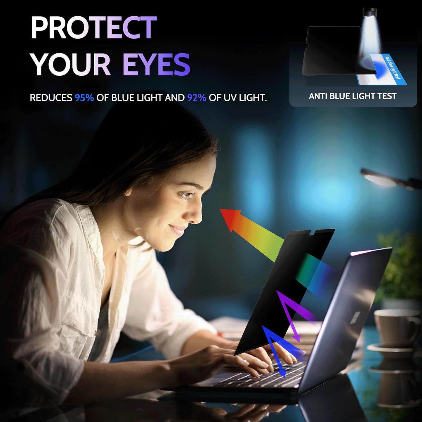 Privacy Screen for 13.8 Inch Surface Laptop 7, MagicSuction™ Removable Anti Spy Black Protector, Glare Blue Light Filter for Microsoft Laptop Computer Monitor