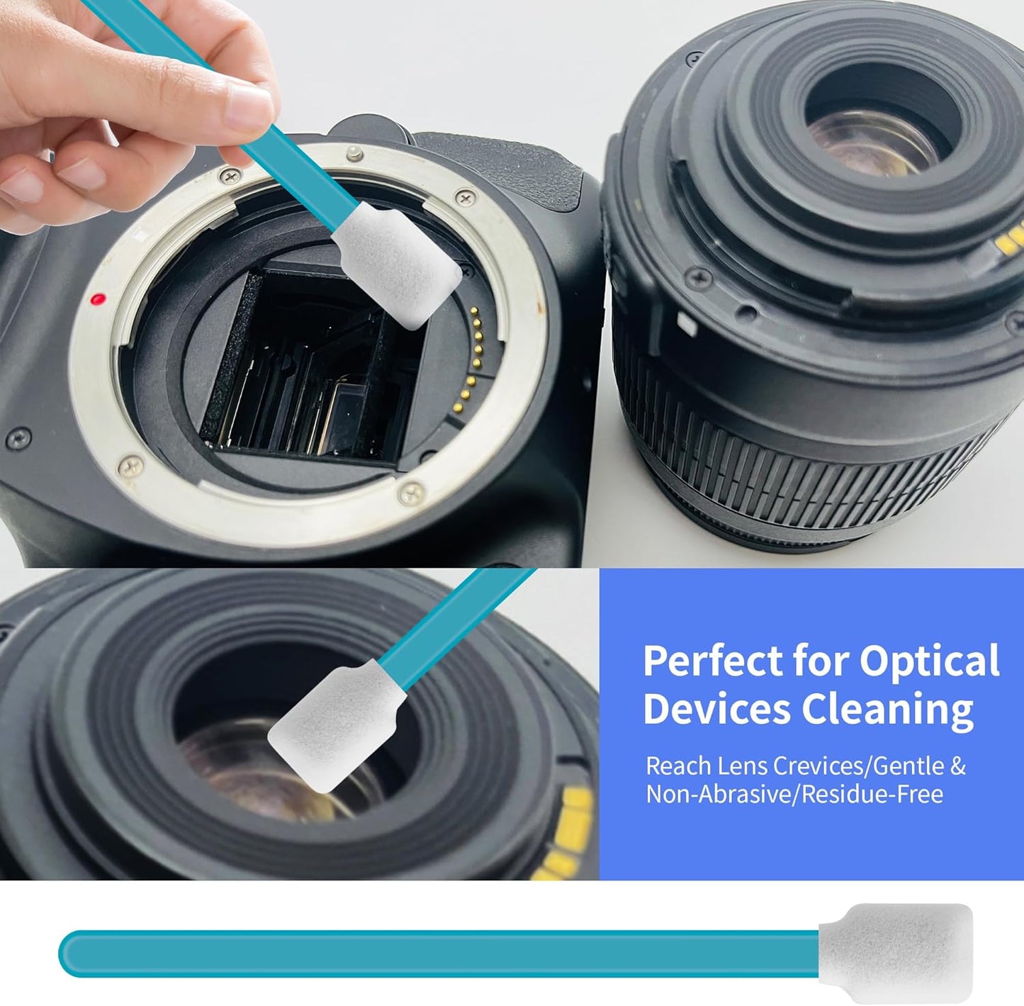 100 Pcs Professional Square Foam Cleaning Swabs – Dust-Free, Lint-Free Foam Swab Sticks for Printer Head Cleaning, Electronics, Car Detailing, Optical Equipment, and Precision Instruments