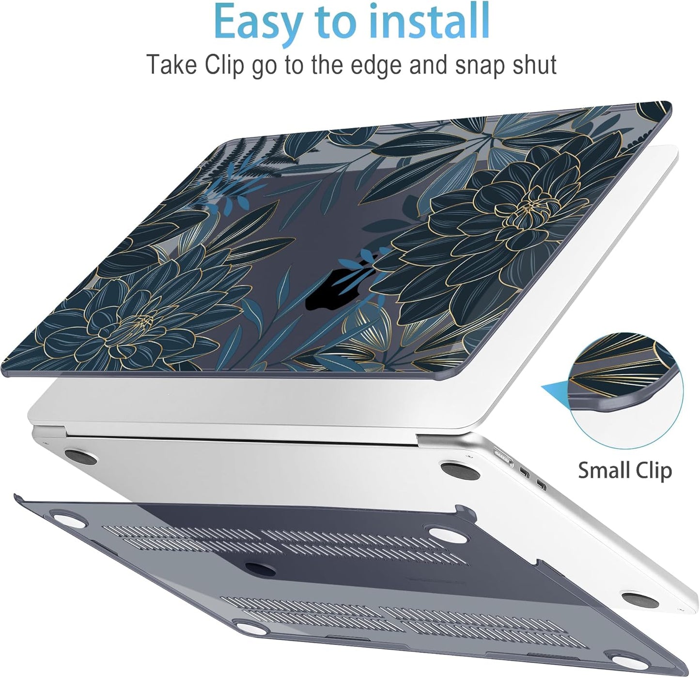 Mektron for 2025 M4 MacBook Air 13.6 Inch A3240 Case Fits 2023 A2681 M2 2024 A3113 M3 Chip with Liquid Retina Display, Printed Plastic Hard Shell Cover for MacBook Air 13.6", Dahlia Flower C035