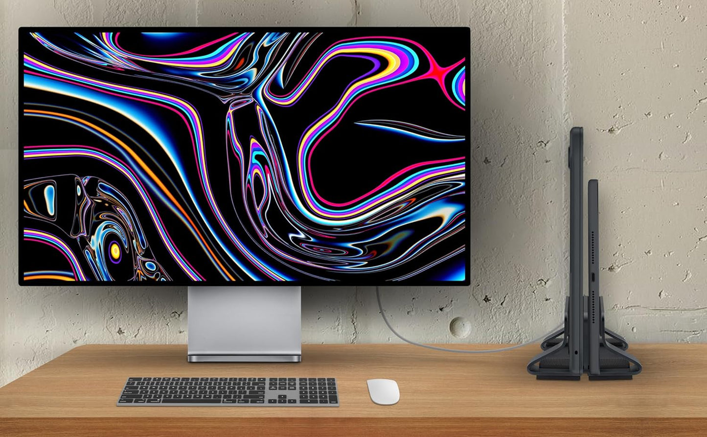 Aluminum Dual Vertical Laptop Stand Dock Holder, Supports 2 Devices, Adjustable Slot Width 15-36mm, Space-Saving Upright Storage for MacBook and Laptops