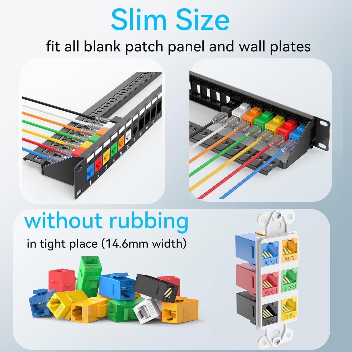 CAT6 RJ45 Keystone Coupler (24 Pack), Cat6 Keystone Jack Female to Female, Cat 6 Inline Keystone Jacks for Wall Plate & Patch Panel, RJ45 Ethernet Coupler Green