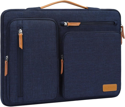 MOSISO 360 Protective Laptop Case 15 inch, 15 inch Laptop Sleeve Compatible with MacBook Air M4 M3 M2 2025 2024 2023, Dell XPS Plus, Side Open Carrying Case with 4 Zipper Pockets&Handle, Navy Blue