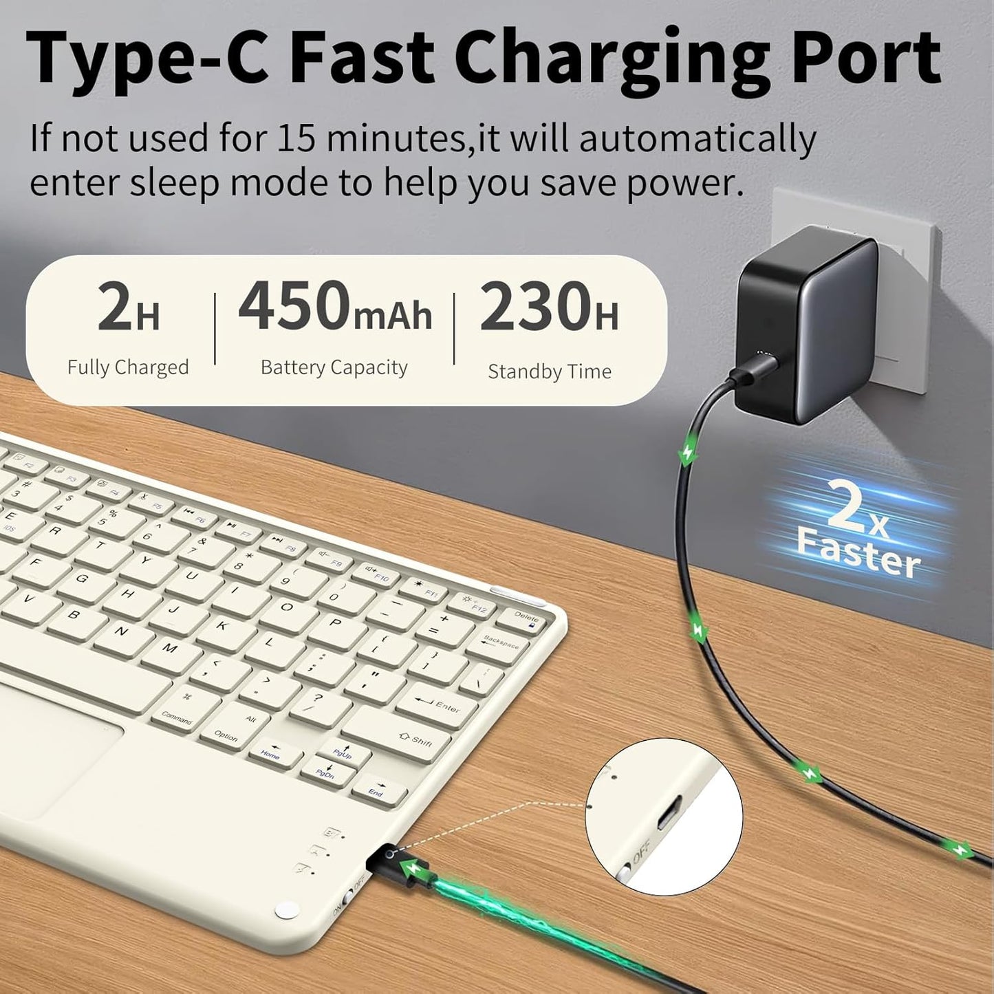 JKSML for iPad(A16) 11th/10th Generation Case with Keyboard (11/10.9 inch) 2025/2022, Wireless Detachable Bluetooth Cover with Trackpad, Flip Stand Case Thin with Pencil Holder, Cream White