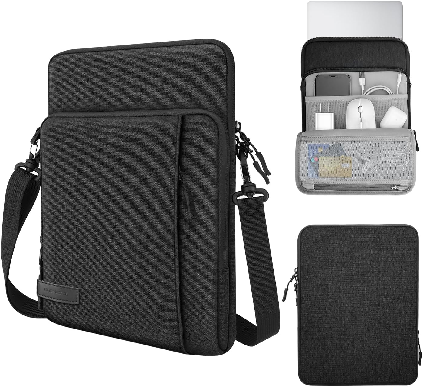 MoKo Laptop Sleeve Bag for 13.3-14 Inch, Notebook Carrying Case with Pocket Fits New MacBook Pro M3/M2 14" /13" M2/M1 Pro/M1 Max 14.2 2023-2021/Air 13.6" M2 2022, Surface Pro 9/8 13", Black & Gray