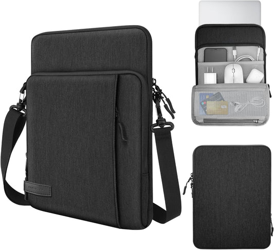 MoKo Laptop Sleeve Bag for 13.3-14 Inch, Notebook Carrying Case with Pocket Fits New MacBook Pro M3/M2 14" /13" M2/M1 Pro/M1 Max 14.2 2023-2021/Air 13.6" M2 2022, Surface Pro 9/8 13", Black & Gray