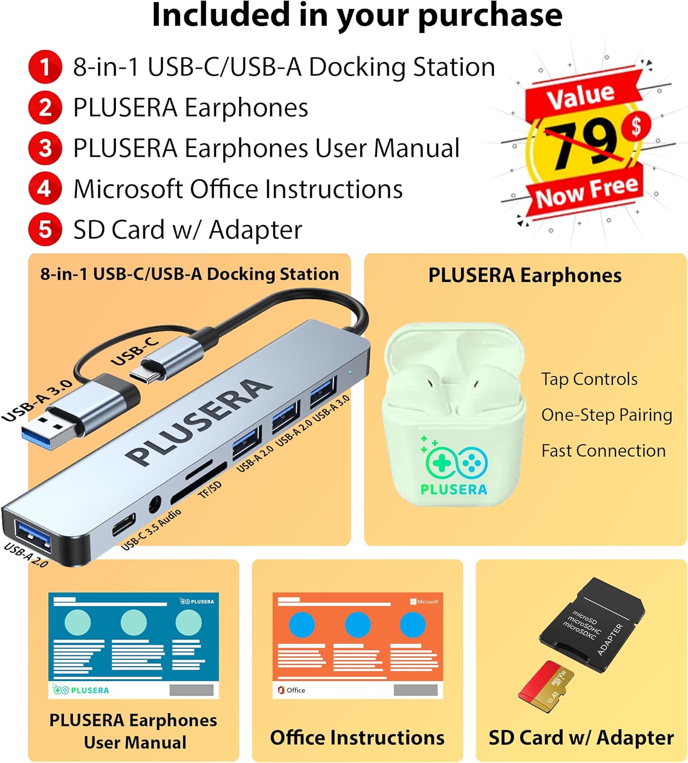 HP 17.3" Business Laptop Computer, 64GB RAM 2.2TB Storage (2TB SSD+256GB Docking Station Set), 10-Core Intel Core i5, Windows 11 Pro Laptop with Microsoft Office License Included, PLUSERA Earphones