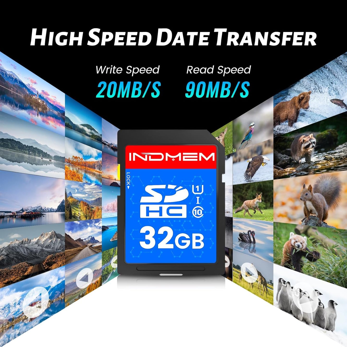 INDMEM SD Card 32GB, 8 Packs Class 10 32GB Flash Memory Card MLC Standard Secure Digital Cards Camera Card