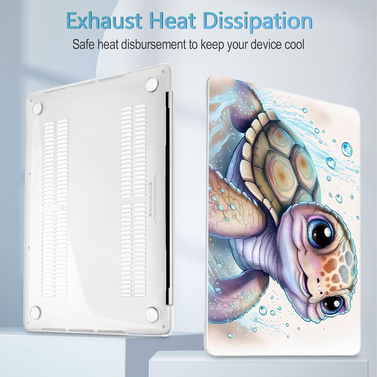 Mektron for MacBook Pro 13-inch Case 2022 2021 2020 Release A2338 M2 M1 A2289 A2251, Printed Plastic Hard Shell Cover for New MacBook Pro 13.3-inch Touch Bar Fits Touch ID，Cute Turtle