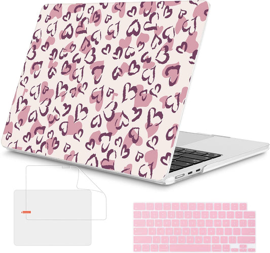 Mektron for 2025 MacBook Air 15 inch M4 Case A3241/ 2024 M3 A3114/ 2023 A2941 M2 Hard Printed Case with 15.3 Liquid Retina Display Touch ID, Plastic Hard Cover & Keyboard Skin- Heart Art