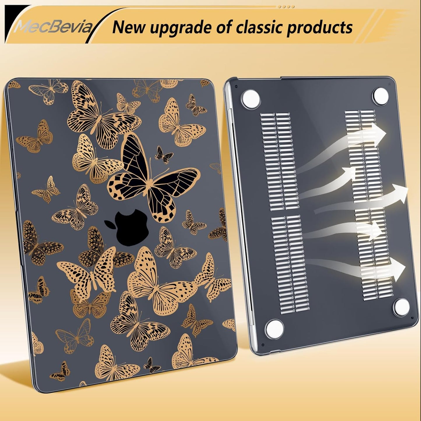 Compatible with MacBook Air 13.6 inch Case, M4 A3240/M3 A3113/M2 A2681 (Released 2025 to 2022), Hard Shell, Keyboard Cover, Screen Protector, Webcam Cover & Type-C Adapter, Butterfly