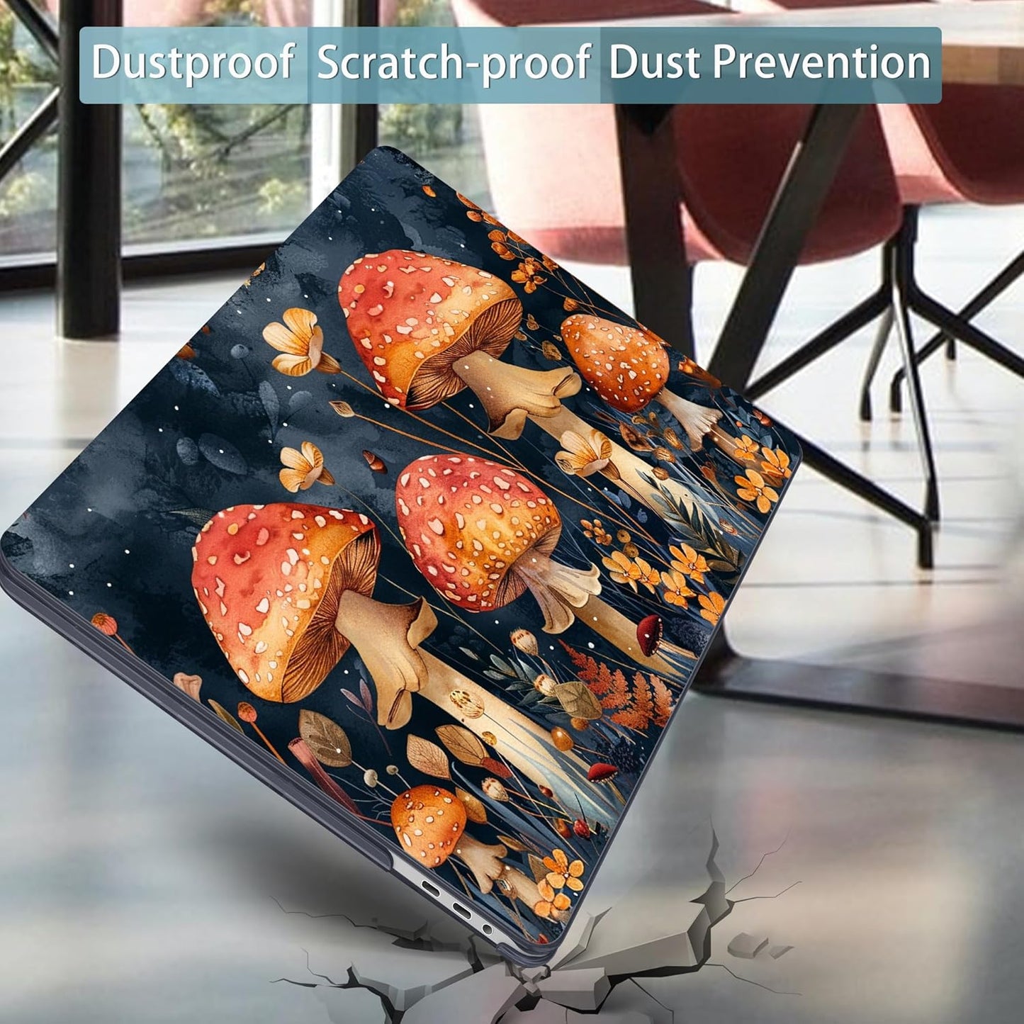 Mektron Case for MacBook Pro 16 Inch A2141 Cover 2019 Release 16" with Liquid Retina Display/Touch ID, Plastic Hard Shell with Keyboard Skin & Screen Protector & Dust Plug, Mushrooms