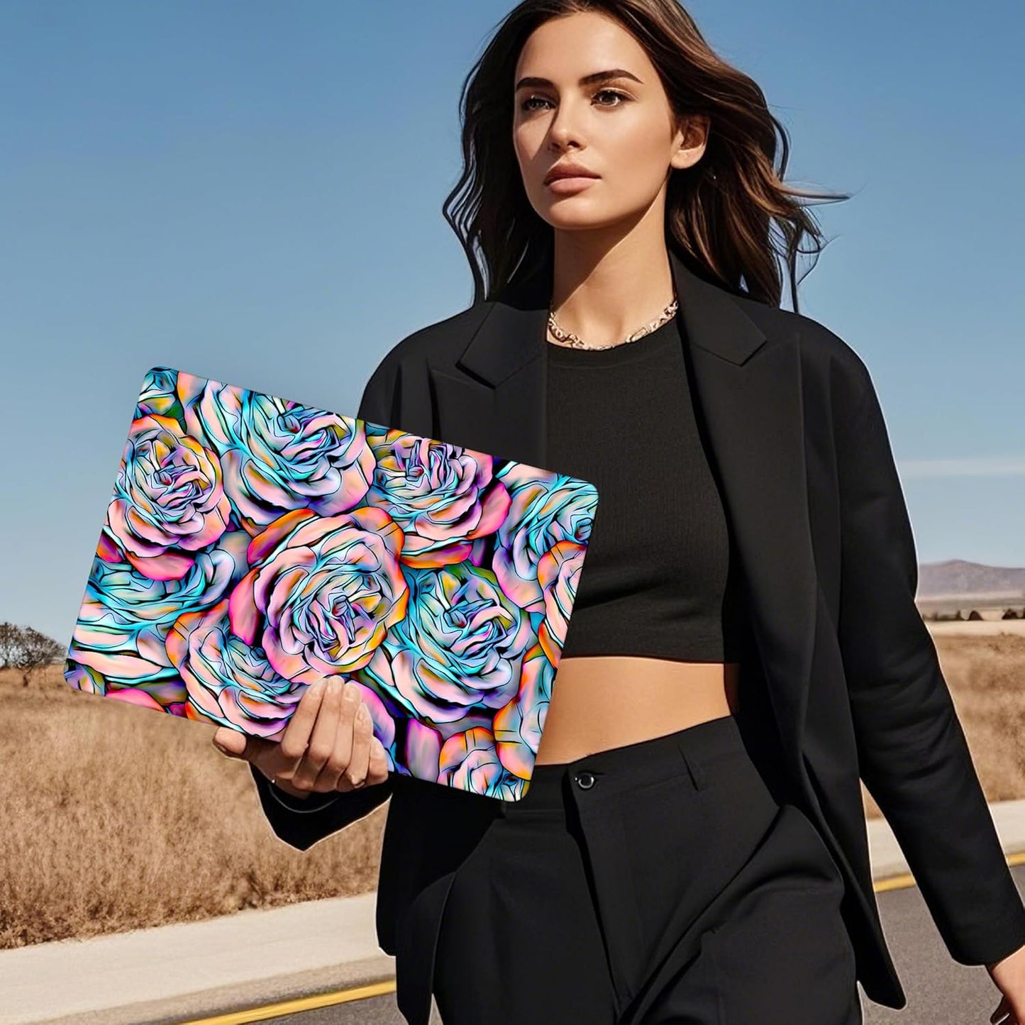 Mektron Compatible with M4 MacBook Air 15 inch Case 2025 A3241 2024 2023 M3 A3114 A2941 M2 Liquid Retina Display Touch ID, Plastic Hard Case & Keyboard Skin & Screen Protector - Roses Succulents