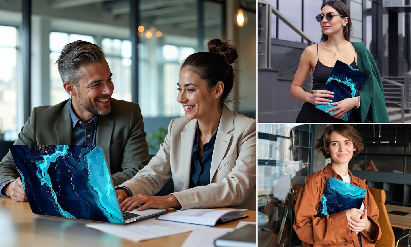 DONGKE for M4 MacBook Pro 16 Inch Case 2024 2023 2021 A3403 A3186 M3 A2991 M2 A2780 M1 A2485 Pro/Max Chip, Plastic Hard Shell Case & Keyboard Cover for Mac Pro 16 with Touch ID, Blue Marble