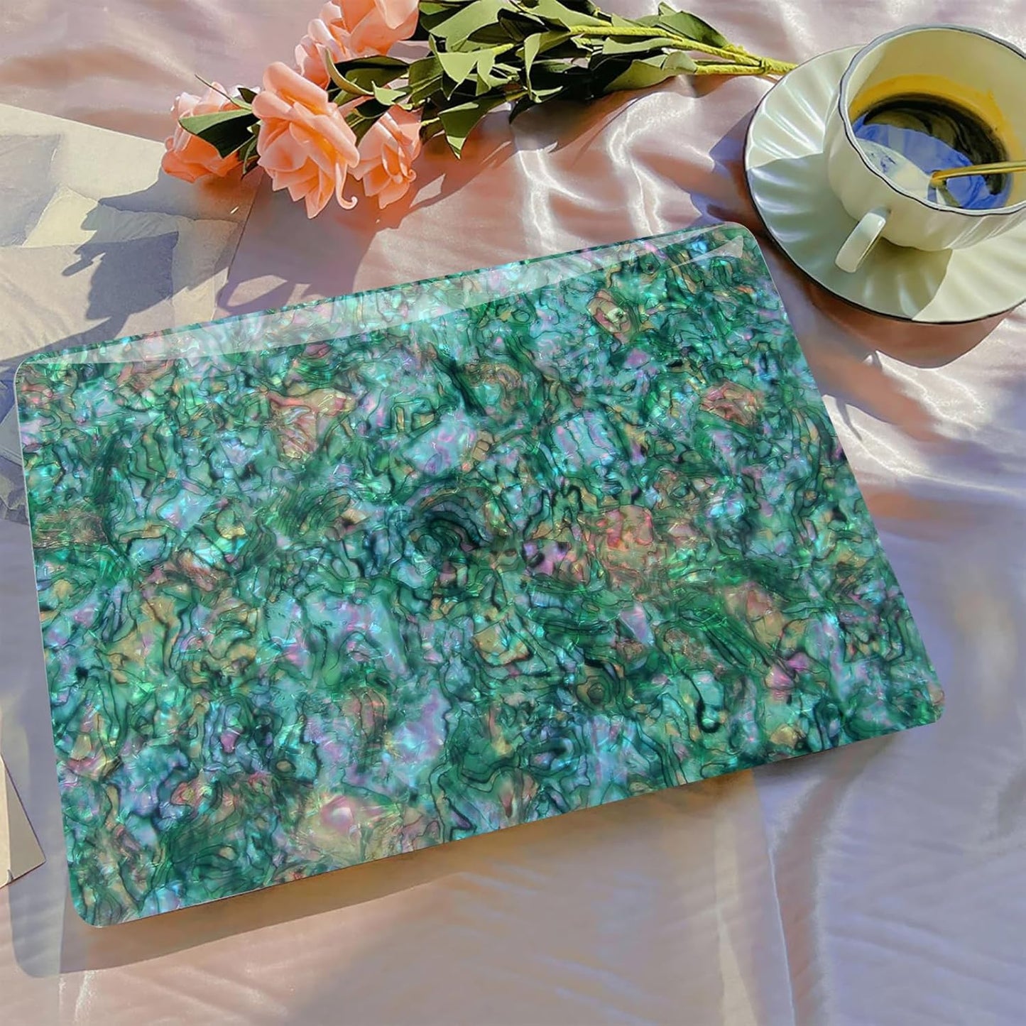 B BELK Compatible with MacBook Air 13 inch Case 2025 2024 2023 2022 M4 M3 M2 A3240 A3113 A2681, Plastic Hard Shell +Keyboard Cover +Screen Protector for MacBook Air 13.6 inch Case, Shiny Green Pearl