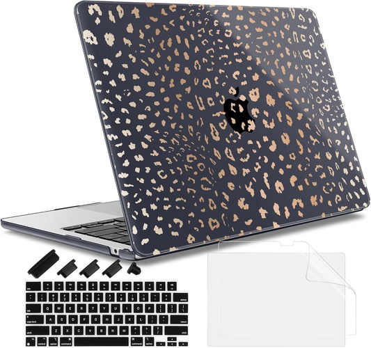 May Chen for MacBook Air 13.6 Inch Case 2025/2024/2023/2022 Release (Model A2681 A3113 A3240, M2 M3 M4 Chip) – Hard Shell Laptop Cover with Keyboard Cover & Screen Protector， Leopard Print