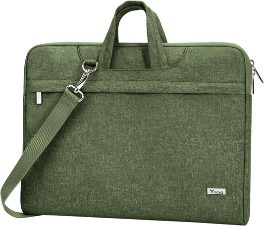 Voova Laptop Bag 17 17.3 Inch Water-resistant Laptop Sleeve Case with Shoulder Straps & Handle, Computer Case Cover Slim Briefcase Compatible with 17-18” Hp Dell Asus Acer, Army Green