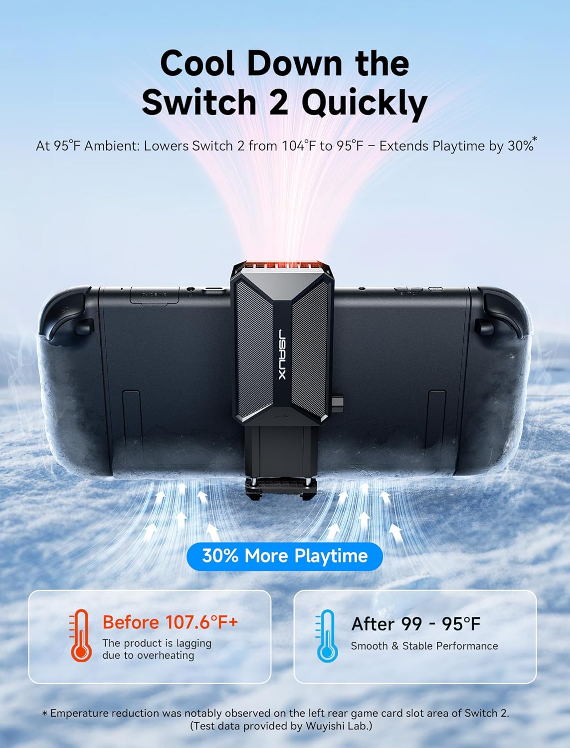 JSAUX Cooling Fan for Nintendo Switch 2 (2025), Cool Down Accessories for Switch 2 (Stepless Adjustable Fan Speed), Cools to Enhance Performance & Extend Console Battery Life - Black (GP0201A)