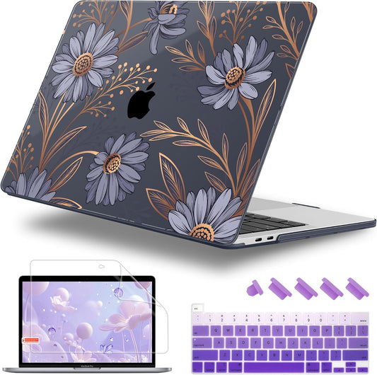 for MacBook Pro 16 inch Case 2019 2020 Release Model A2141, Plastic Hard Shell Cover with Keyboard Cover & Screen Protector for MacBook Pro 16 inch with Touch Bar & Touch ID - Blooming Plants