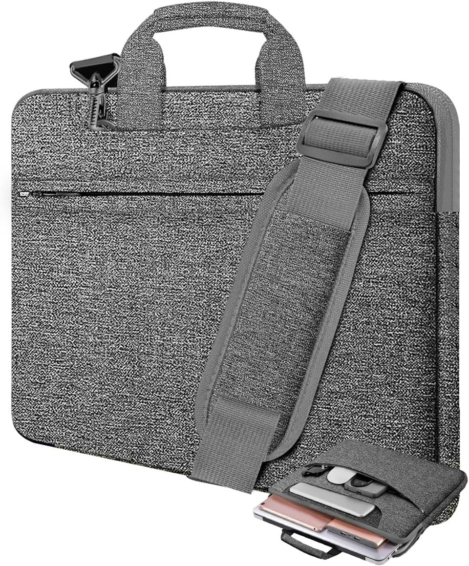 Universal Laptop Shoulder Bag 13-17.3 Inch Shockproof Briefcase with Multi-Pockets & Adjustable Strap for MacBook Pro/Air