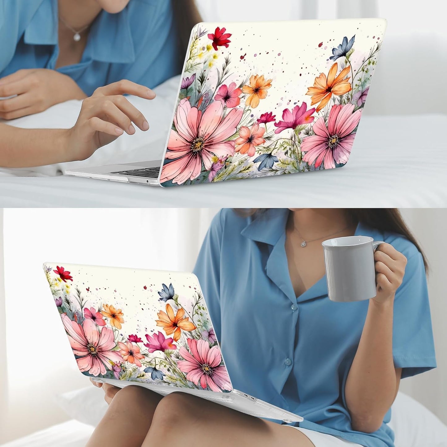 Mektron for MacBook Pro 13-inch Case 2022 2021 2020 Release A2338 M2 M1 A2289 A2251, Printed Plastic Hard Shell Cover for New MacBook Pro 13.3-inch Touch Bar Fits Touch ID, Colorful Floral