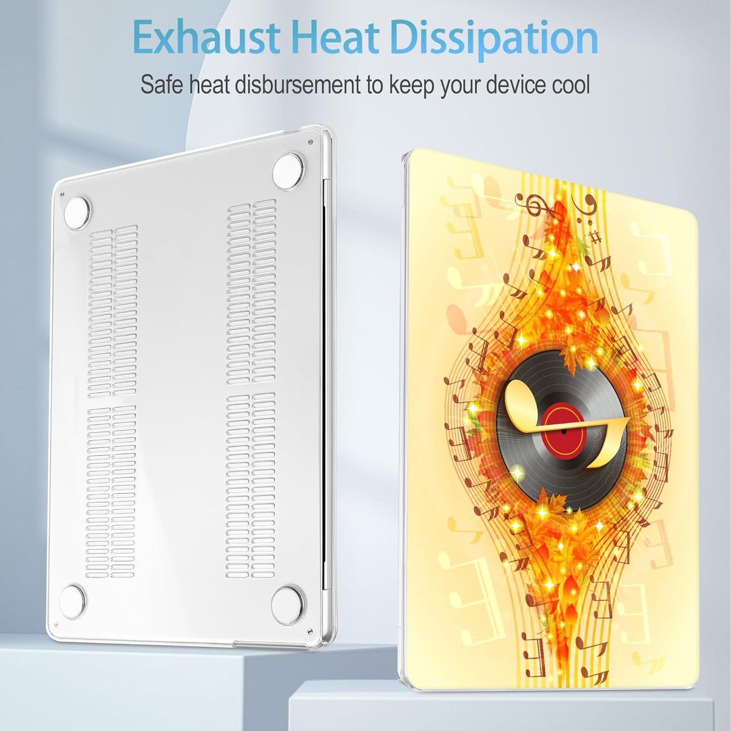 Mektron for 2025 M4 MacBook Air 13.6 Inch A3240 Case Fits 2023 A2681 M2 2024 A3113 M3 Chip with Liquid Retina Display Touch ID, Printed Plastic Hard Shell Cover for MacBook Air 13.6", Music Record