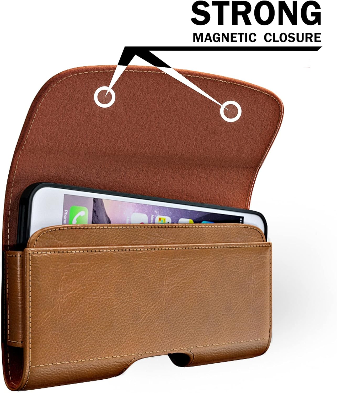 Holster for Samsung Galaxy Ultra S25 S24 S23 S22 S21 Note 20, Google Pixel 8 9 Pro XL – Extra Large Cell Phone Belt Holder Case with Clip, ID Card Pouch - Brown