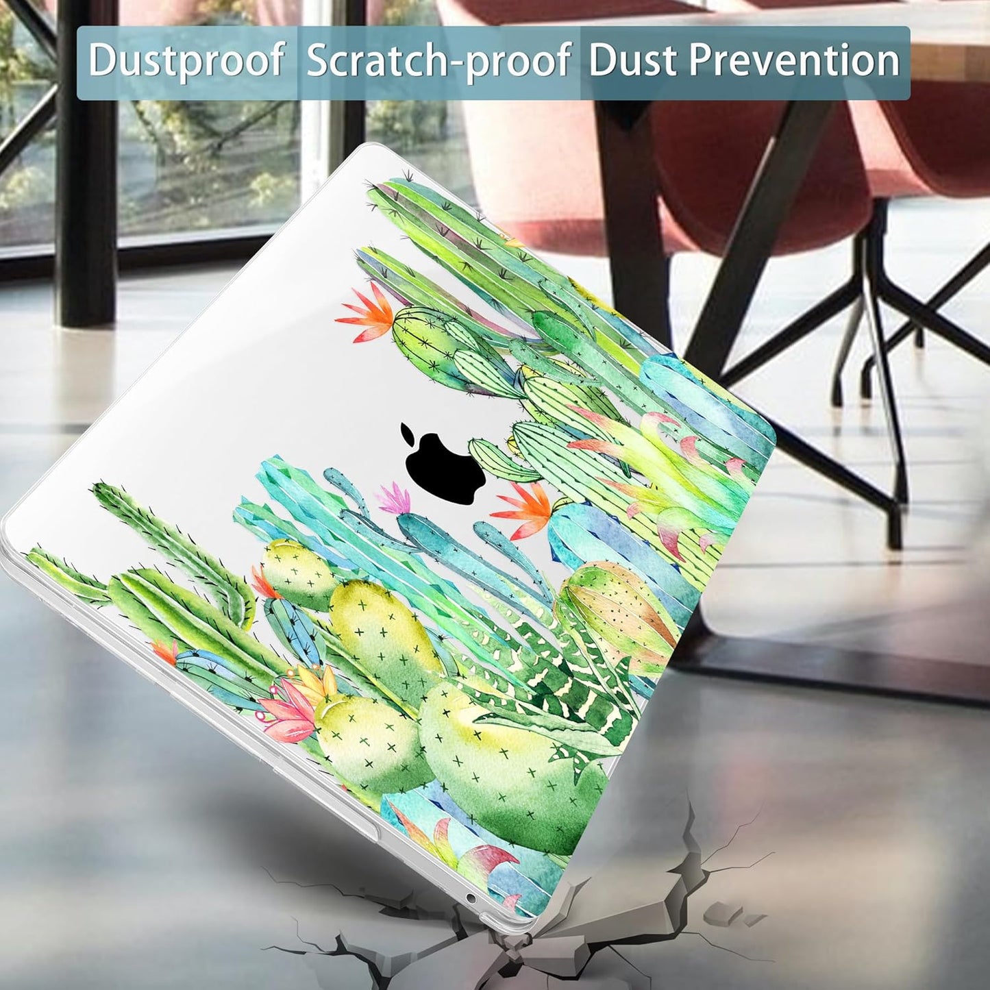 Mektron for MacBook Pro 13 inch Case 2022 2020 Release A2338 M2 M1 A2289 A2251, Printing Plastic Hard Shell Cover with Keyboard Skin for New MacBook Pro 13.3-inch Touch Bar,Watercolor Cactus