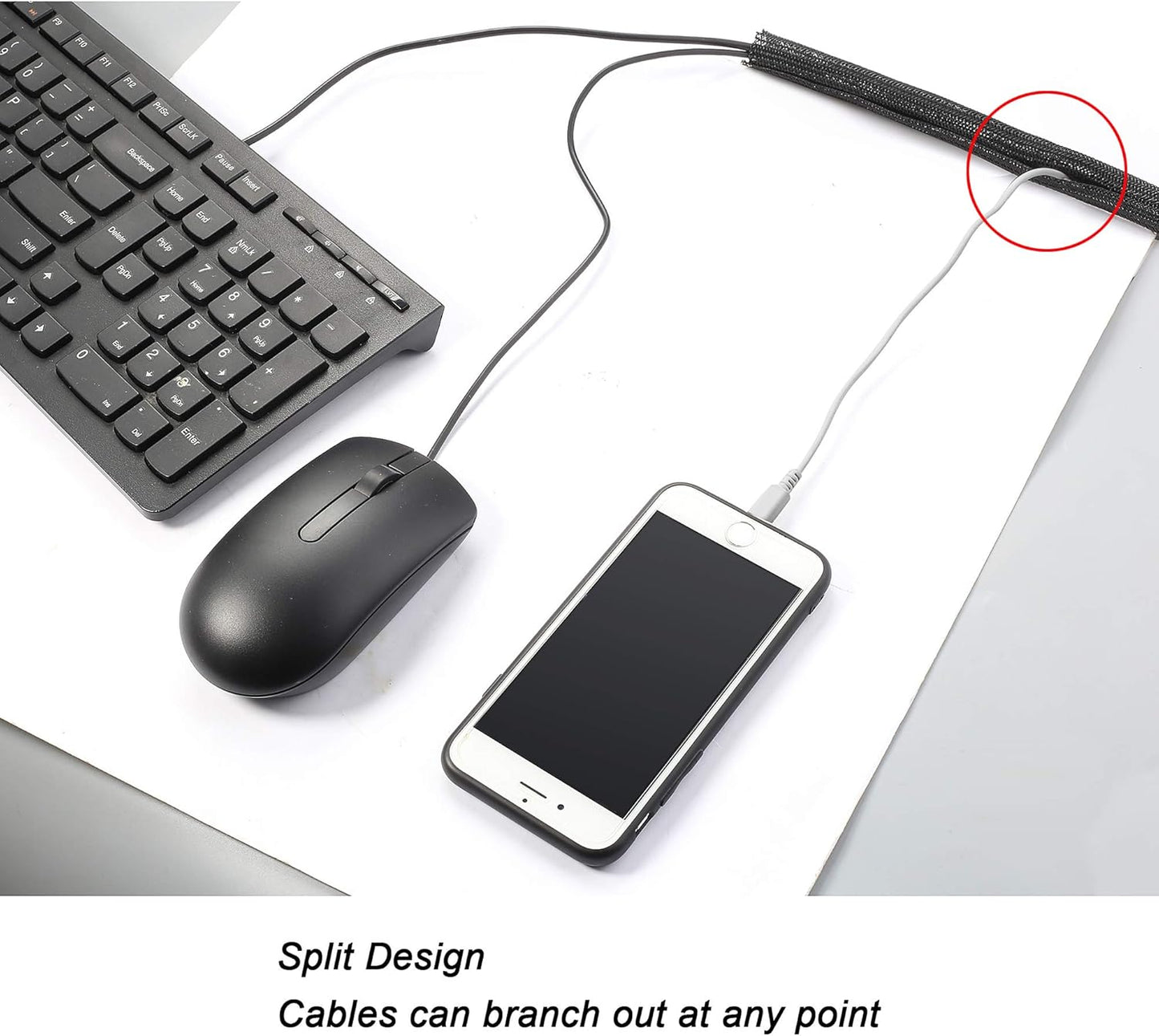 CrocSee 10ft - 1/2 inch Braided Cable Management Sleeve Cord Protector - Self-Wrapping Split Wire Loom for TV/Computer/Home Theater/Engine Bay - Black