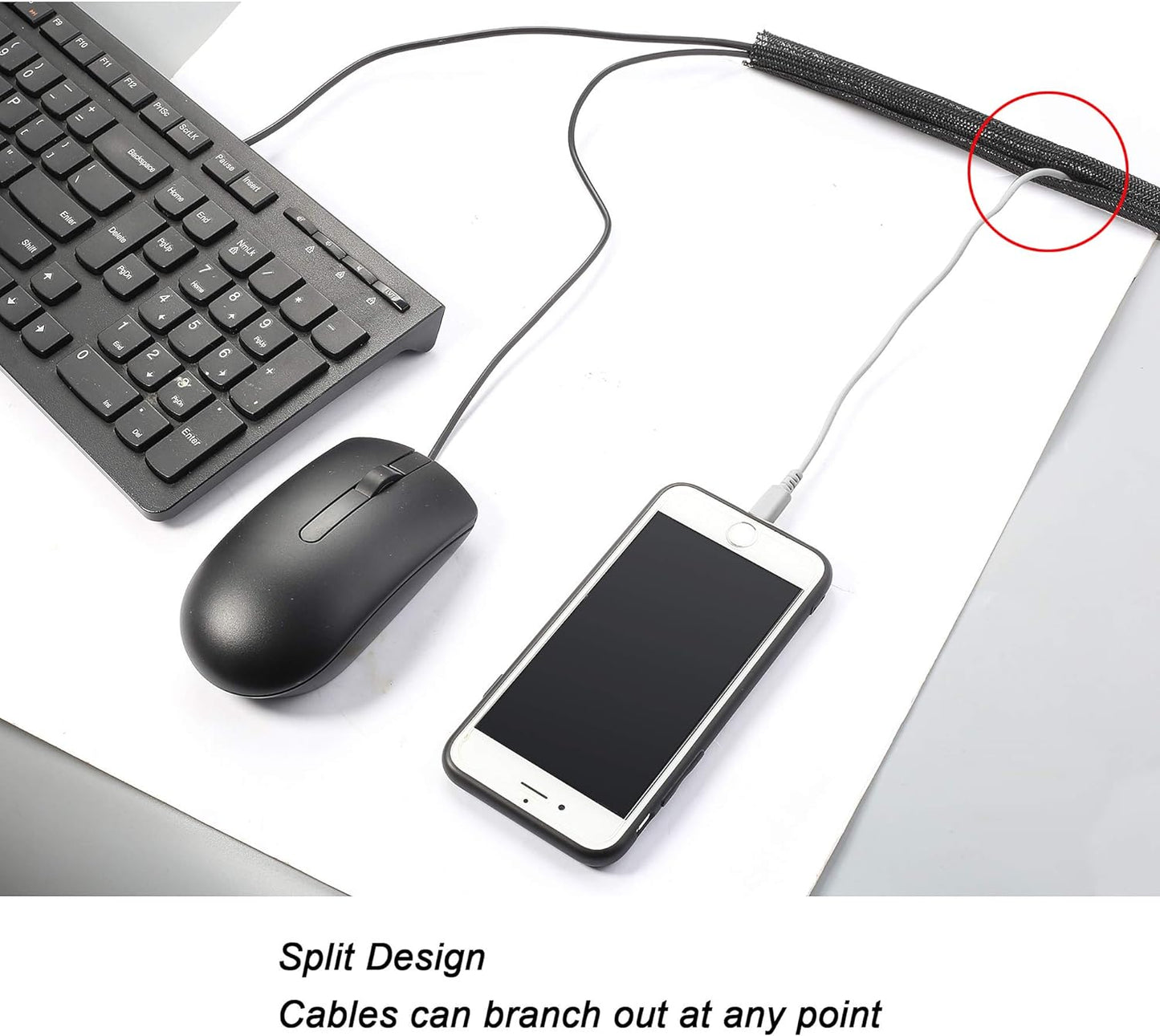 CrocSee 25ft - 1.25 inch Braided Cable Management Sleeve Cord Protector - Self-Wrapping Split Wire Loom for TV/Computer/Home Theater/Engine Bay - Black