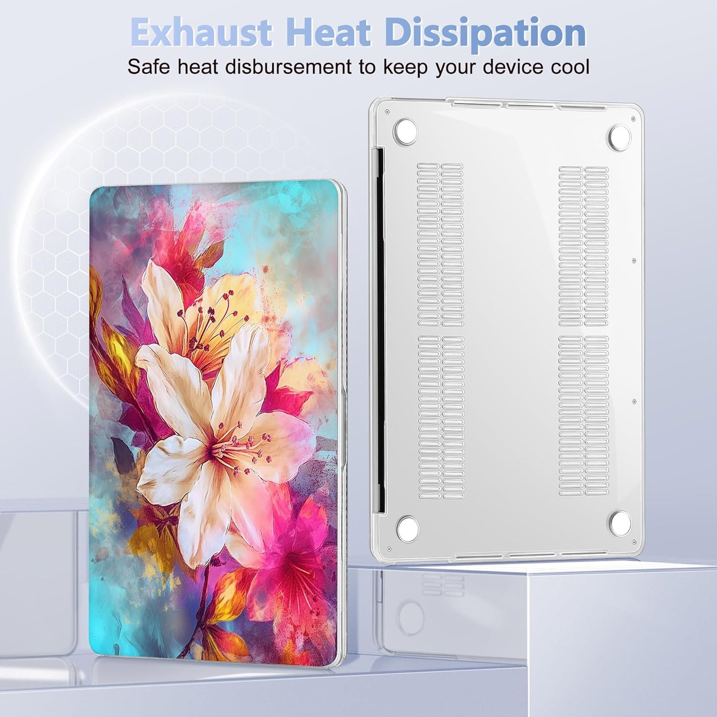 May Chen for New MacBook Pro 13 Case 2022 2020 Release (A2338 M1 M2/A2289/A2251), Plastic Crystal Hard Shell Case Cover with Keyboard Cover for MacBook Pro 13-inch Touch Bar, Watercolor Floral