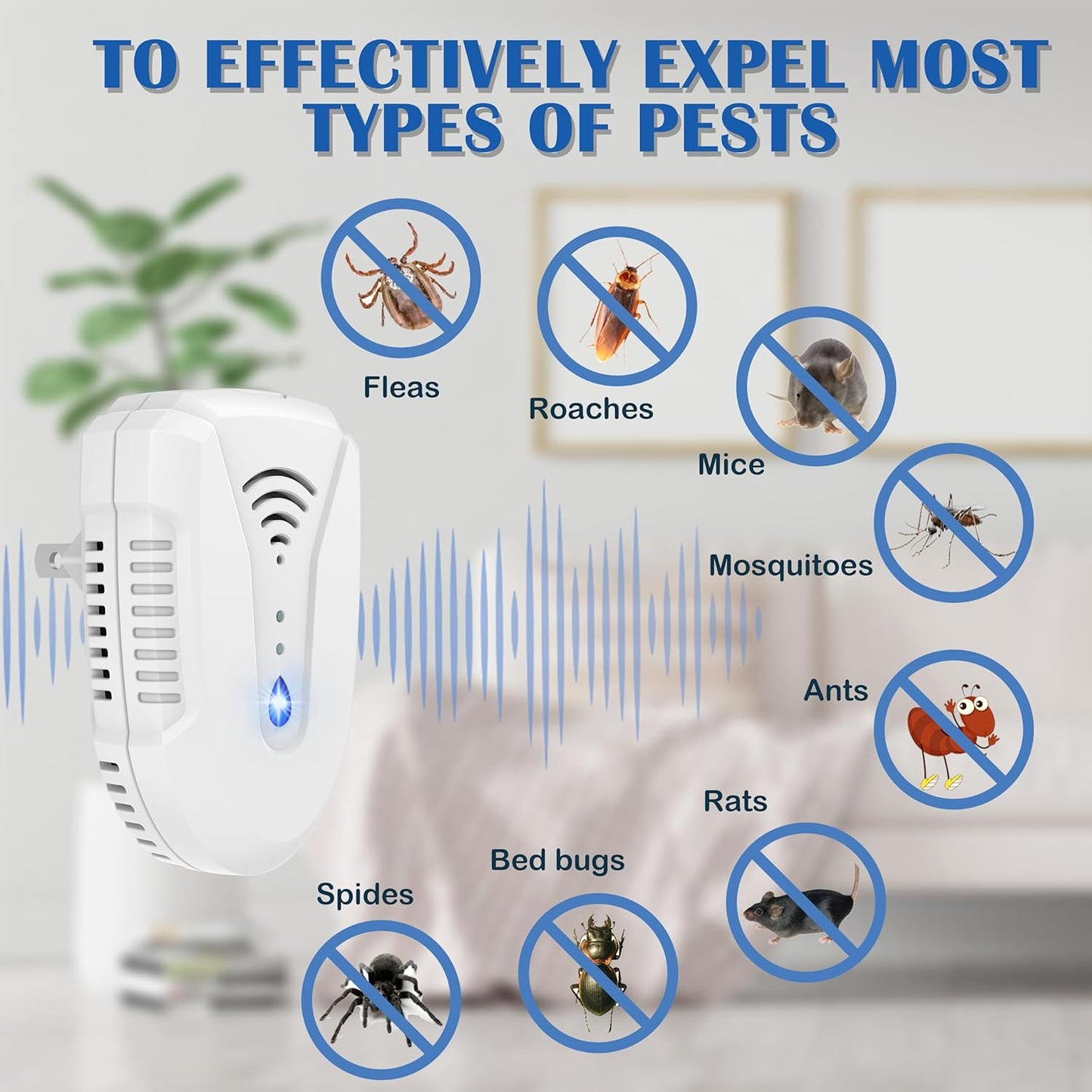2025 Upgraded Version Ultrasonic Pest Repeller 6 Pack, Mouse Repellent Indoor Plug in, Insect Ultrasonic Repellent for Bugs Roach Insect Mice Spider Mouse Mosquito Ant, 3 Mode Switching