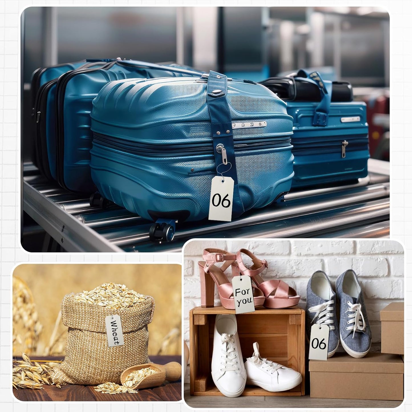 100 Pieces Plastic Shipping Tags with Wires Blank Labeling Tags Waterproof Hang Tags with Reinforcement Hole Durable Wire Tags Labels Stacking Tags for Equipment Parts (Grey, 4 3/4" x 2 3/8")