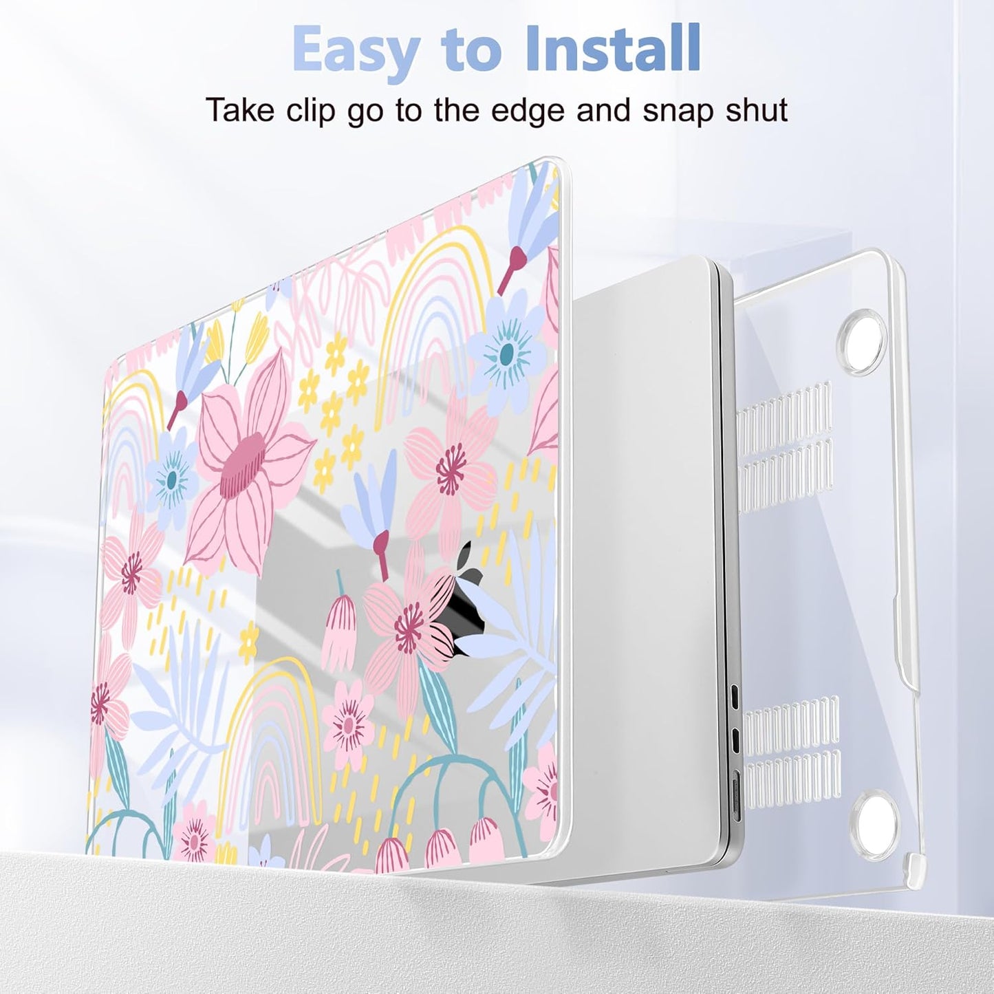 Case for MacBook Air 15 Inch 2025 2024 2023 Release M4 A3241 M3 A3114 M2 A2941, Hard Shell with Screen Protector & Keyboard Cover, Compatible with Touch ID, Florals