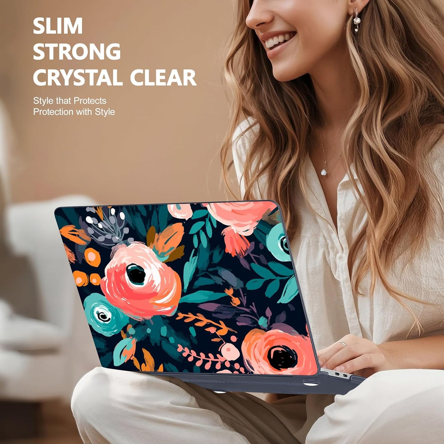 May Chen for New MacBook Pro 13 Case 2022 2020 Release (A2338 M1 M2/A2289/A2251), Plastic Crystal Hard Shell Case Cover with Keyboard Cover for MacBook Pro 13-inch Touch Bar, Bright Flowers